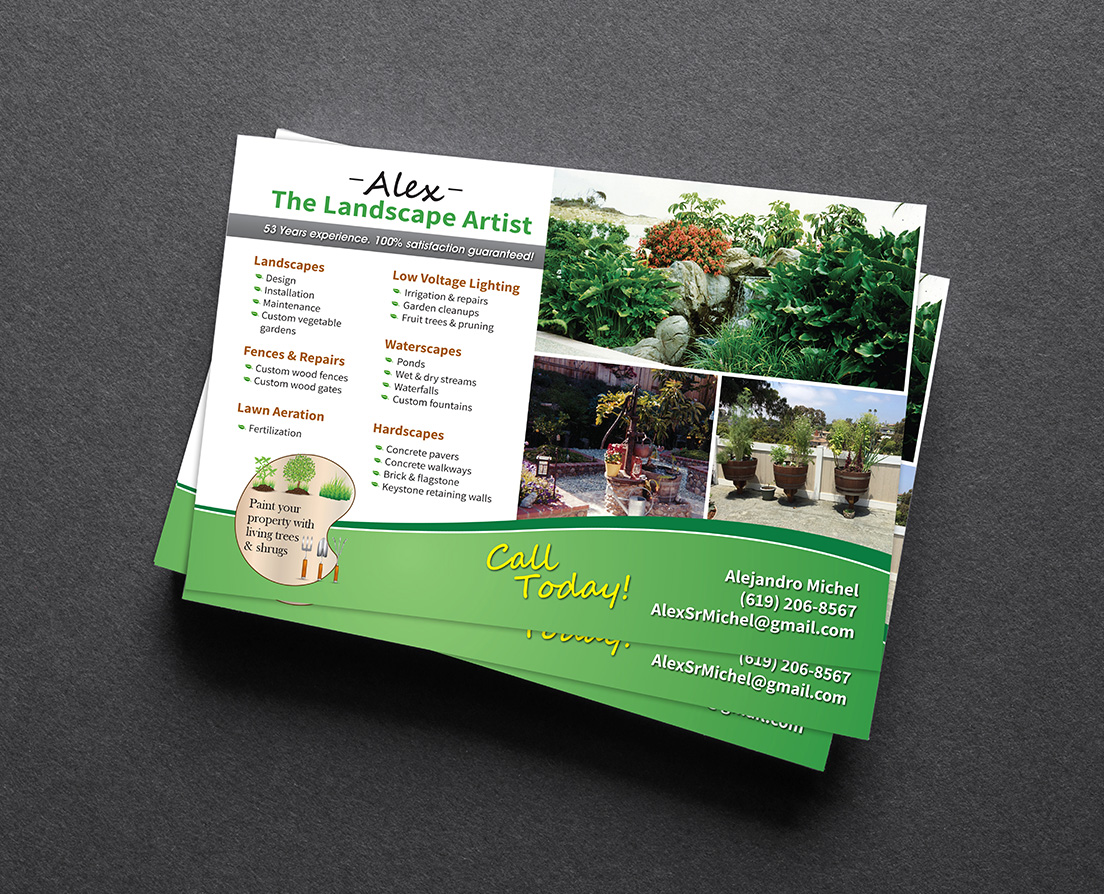 Postcard design for Alex The Landscape Artist